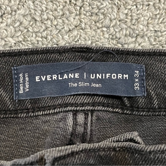 Everlane Uniform The Slim Jean Mens 33X31 Black Wash Organic Cotton Denim - Picture 5 of 10